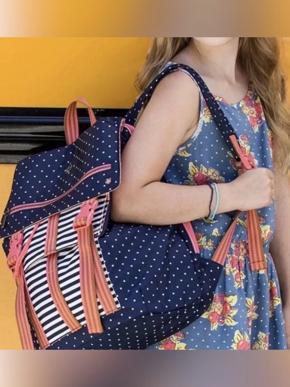 Matilda Jane 435 A+ Navy Blue & Pink gingham Backpack